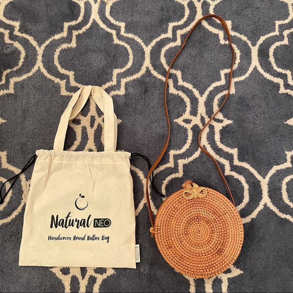 Handwoven Rattan Crossbody Bag